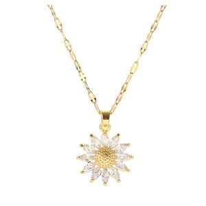 18k Gold Plated Flower Necklace Stainless Steel